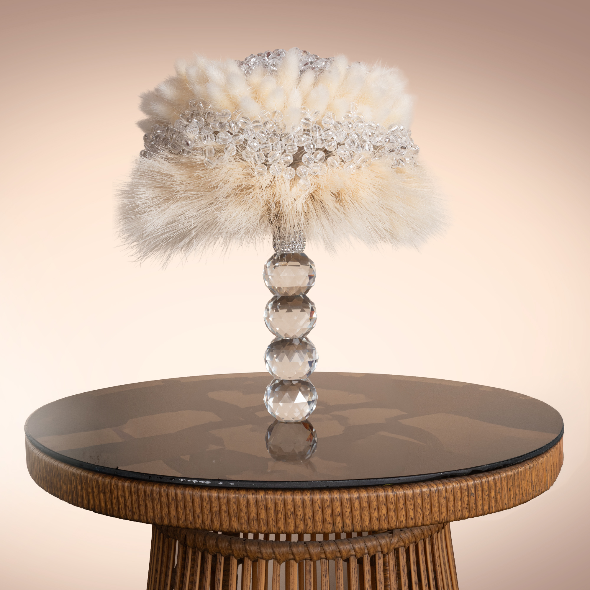 Cream Bridal Bouquet with Soft Feathers