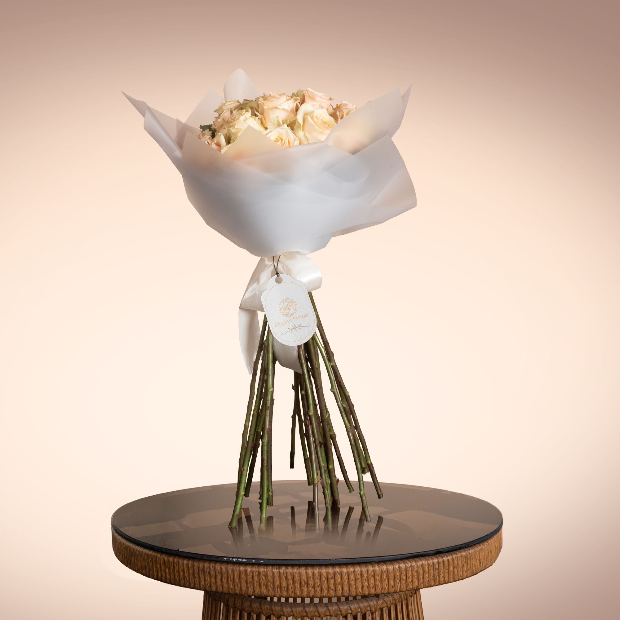 Beige Elegance Rose Bouquet