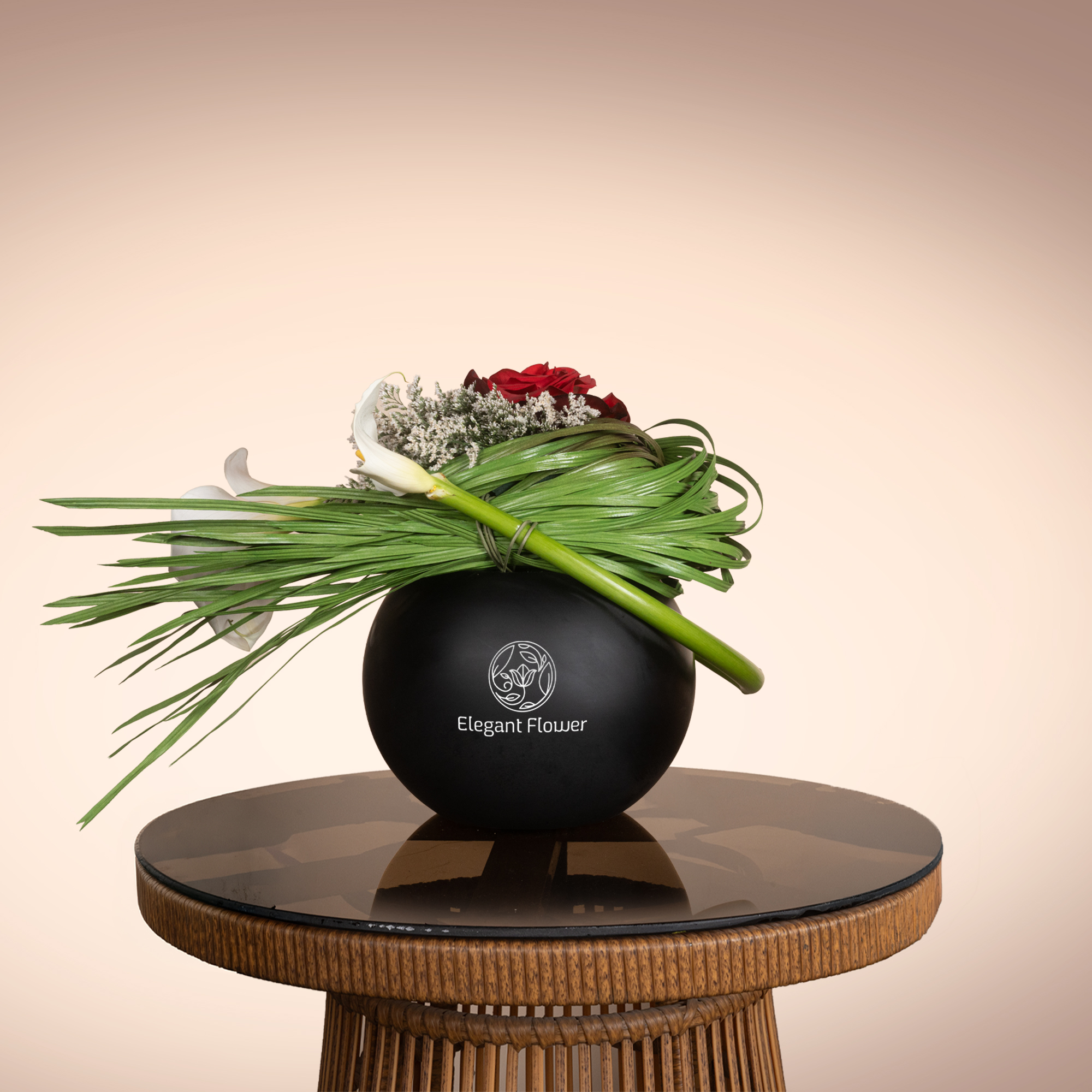 Red & Calla Flowers Vase